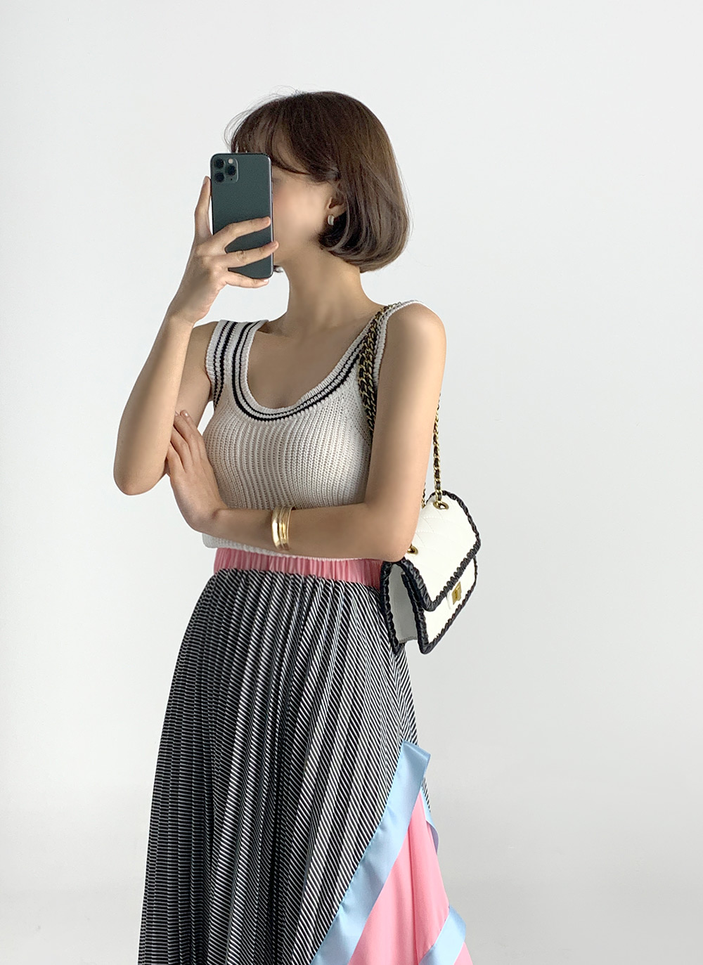 レディース ライン ノースリーブニット ラインノースリーブニット【BLACK】 – ELLIE