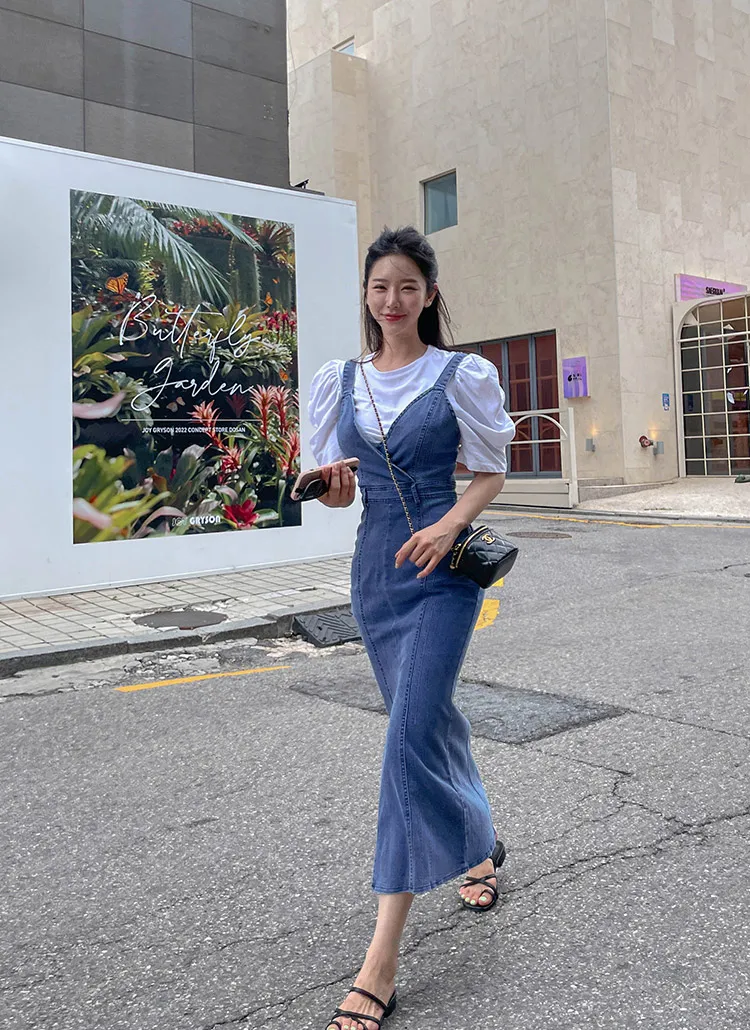 デニムスリットマーメイドワンピース | レディースファッション通販  