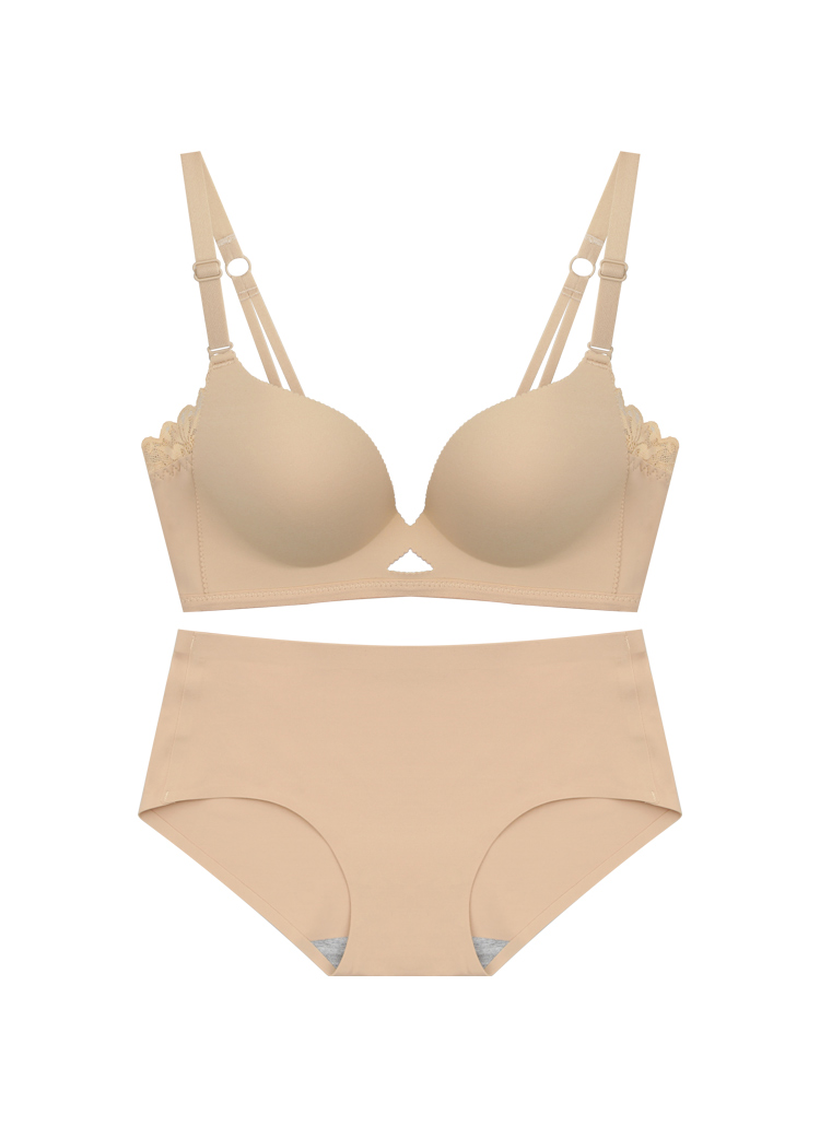 レース配色ノンワイヤーブラ&ショーツSET | レディースファッション