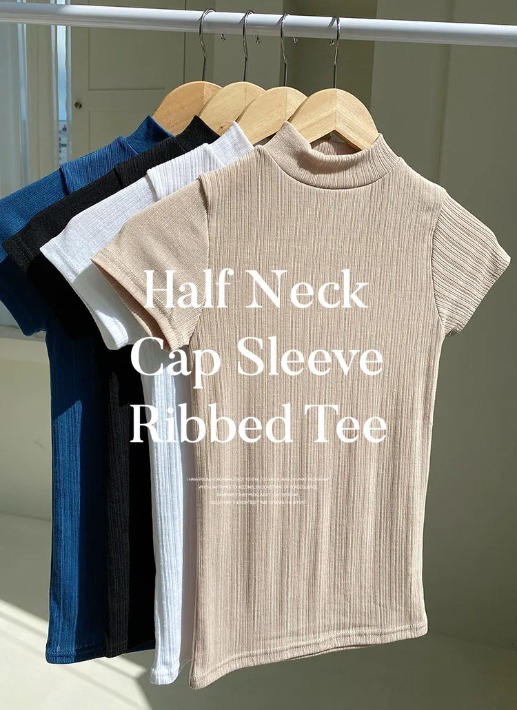 ハーフネックリブTシャツ | DHOLIC | 詳細画像1