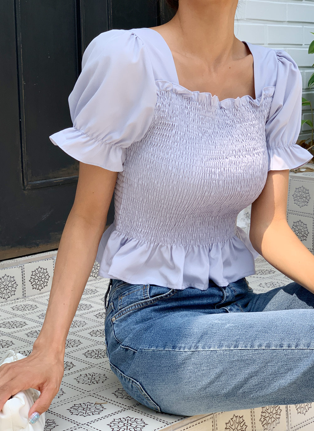 バックリボンシャーリングブラウス | レディースファッション通販 - DHOLIC 