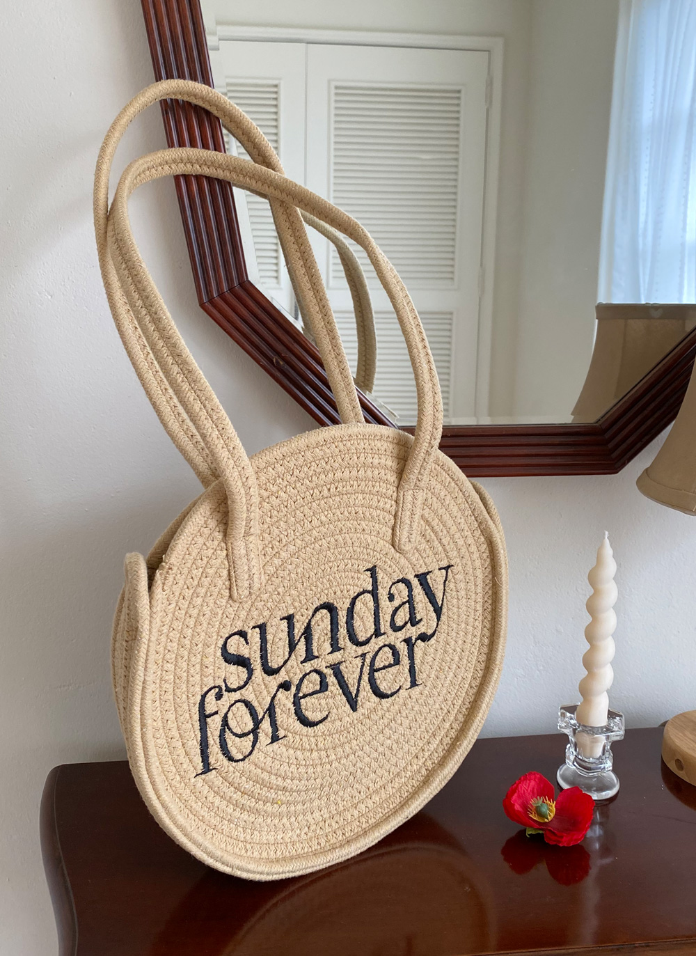 sunday forever刺繍ラウンドバッグ | DHOLIC | 詳細画像2