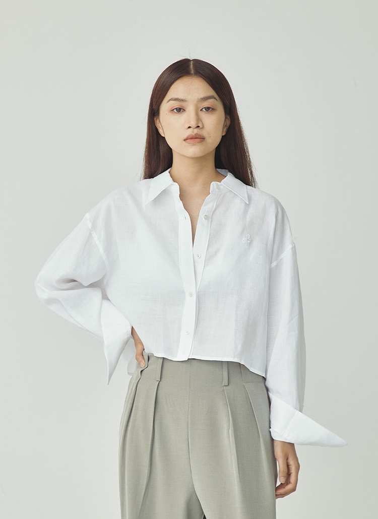 23SS 新品タグ付 ドゥーズィエムクラス リネン クロップド Tシャツ 白 クロップドリネンシャツ(ホワイト) | レディースファッション通販 - DHOLIC