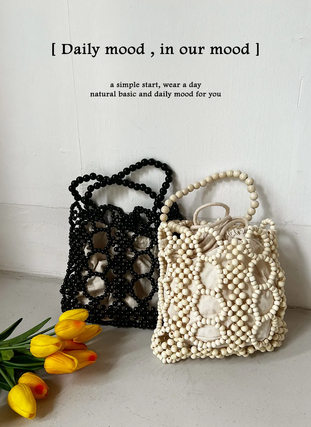 巾着付ウッドビーズバッグ | レディースファッション通販 - DHOLIC 