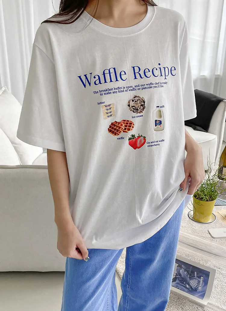 WaffleプリントオーバーTシャツ | dangdanggirl | 詳細画像1