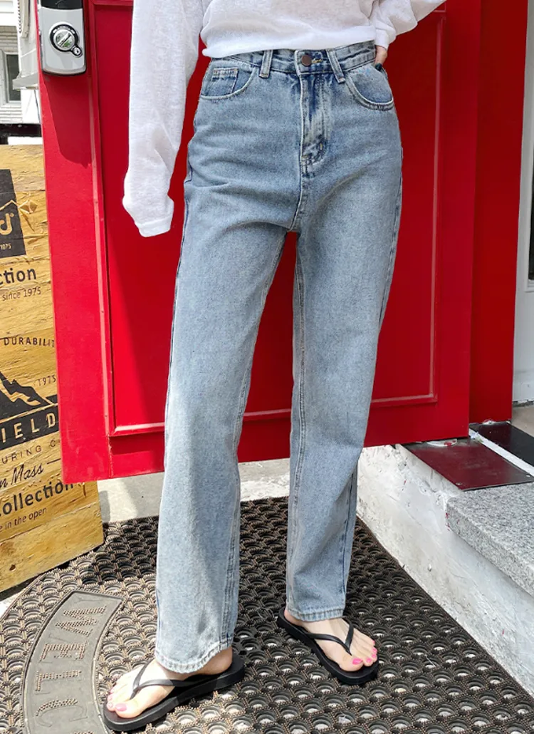 ハイウエストストレートデニムパンツ | レディースファッション通販  