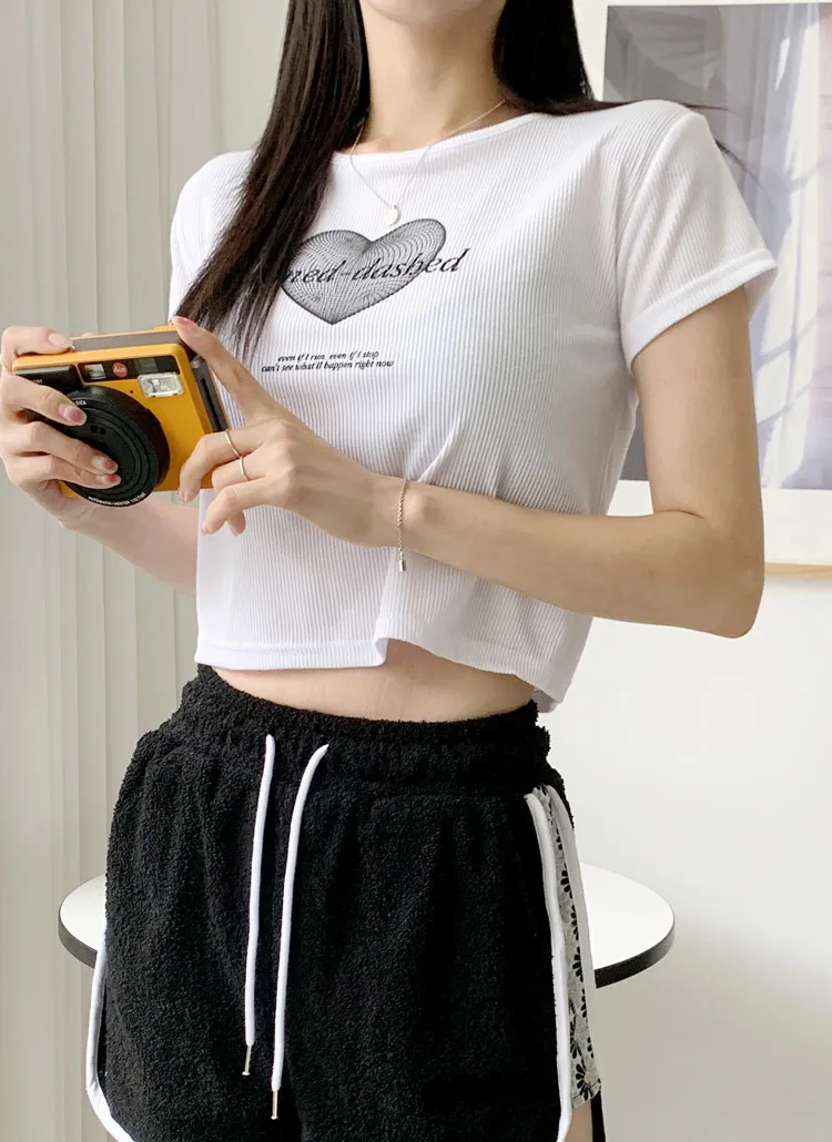 ハートリブクロップドTシャツ | chicblack | 詳細画像1