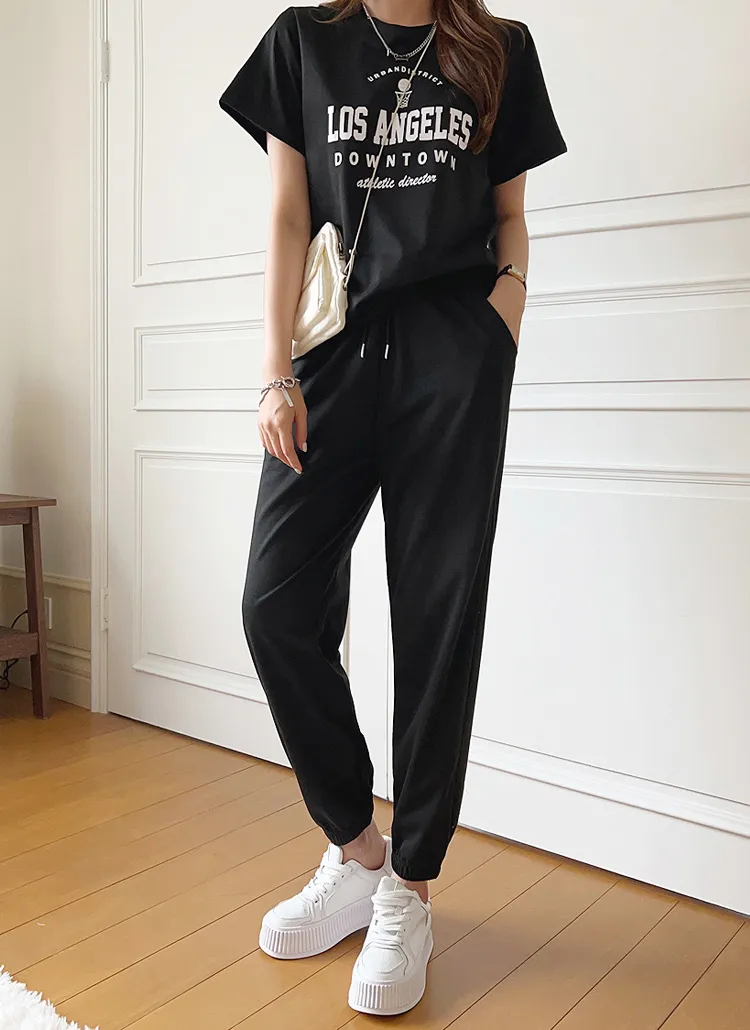 バスケットロゴTシャツ&スウェットパンツSET | レディースファッション  