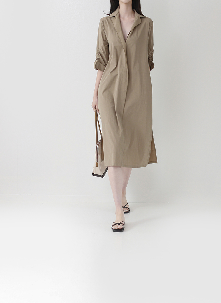 袖ロールギャザー開襟ワンピース レディースファッション通販 Dholic 公式