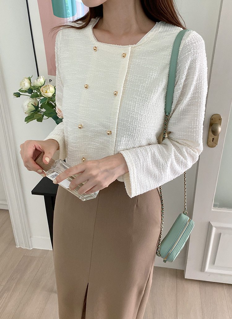 ダブルボタンツイードジャケット | レディースファッション通販 - DHOLIC