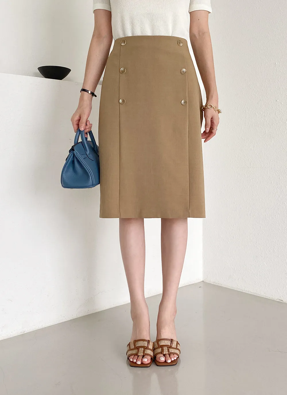 ダブルボタンHラインスカート | レディースファッション通販 - DHOLIC 