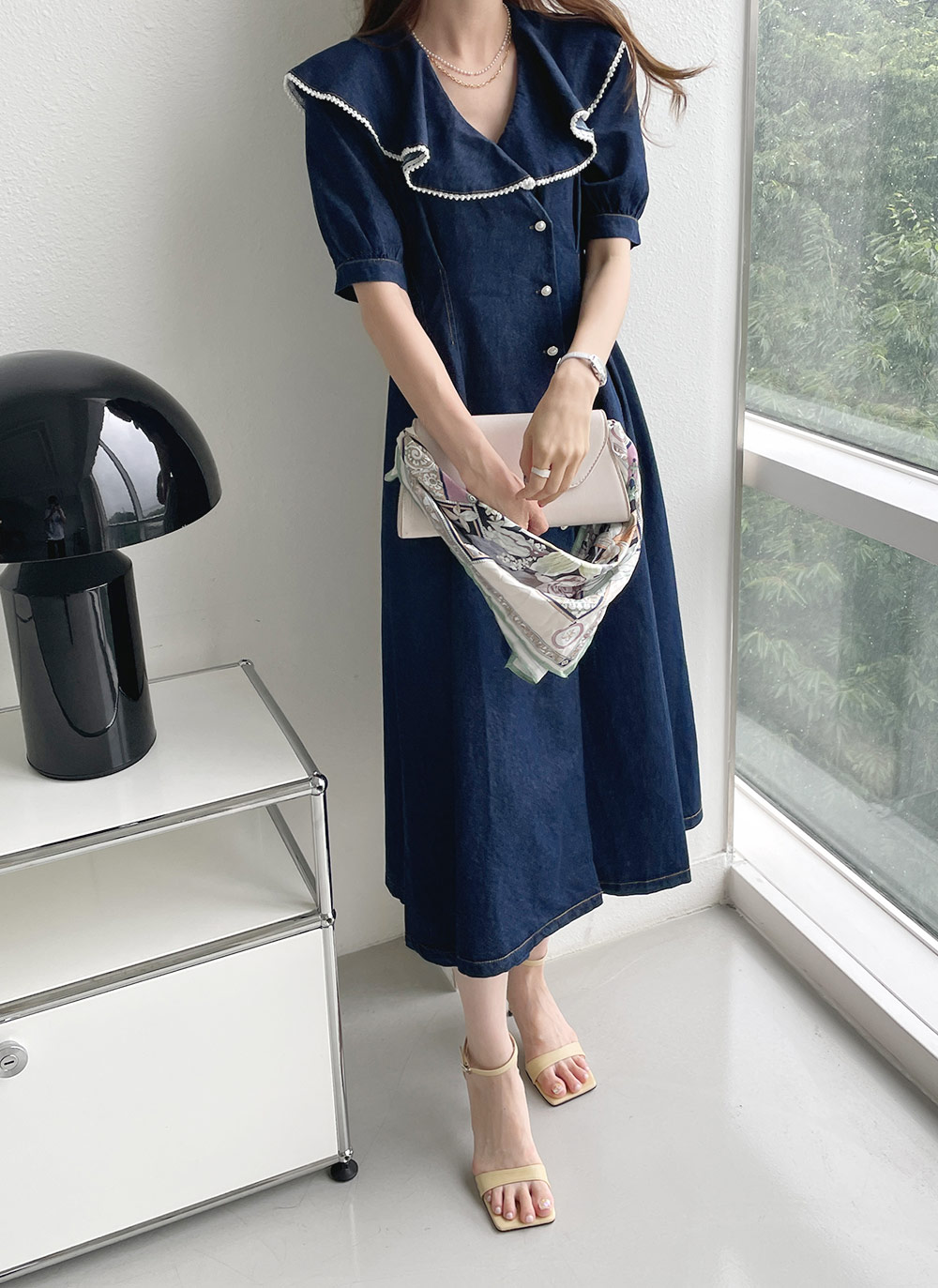 【美品】DOLCE&GABBANA　デニム　ワンピース ビッグカラーデニムワンピース | レディースファッション通販