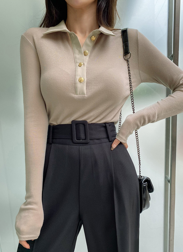 ハーフボタンネックテンセルtシャツ P トップス 長袖tシャツ レディースファッション通販 Dholic ディーホリック