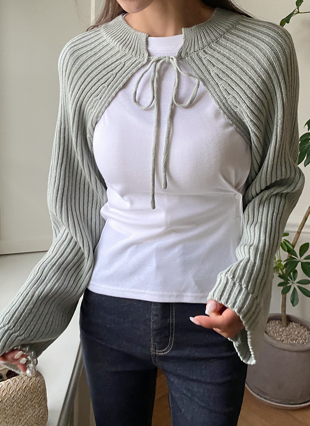 リボンボレロカーディガン | レディースファッション通販 - DHOLIC