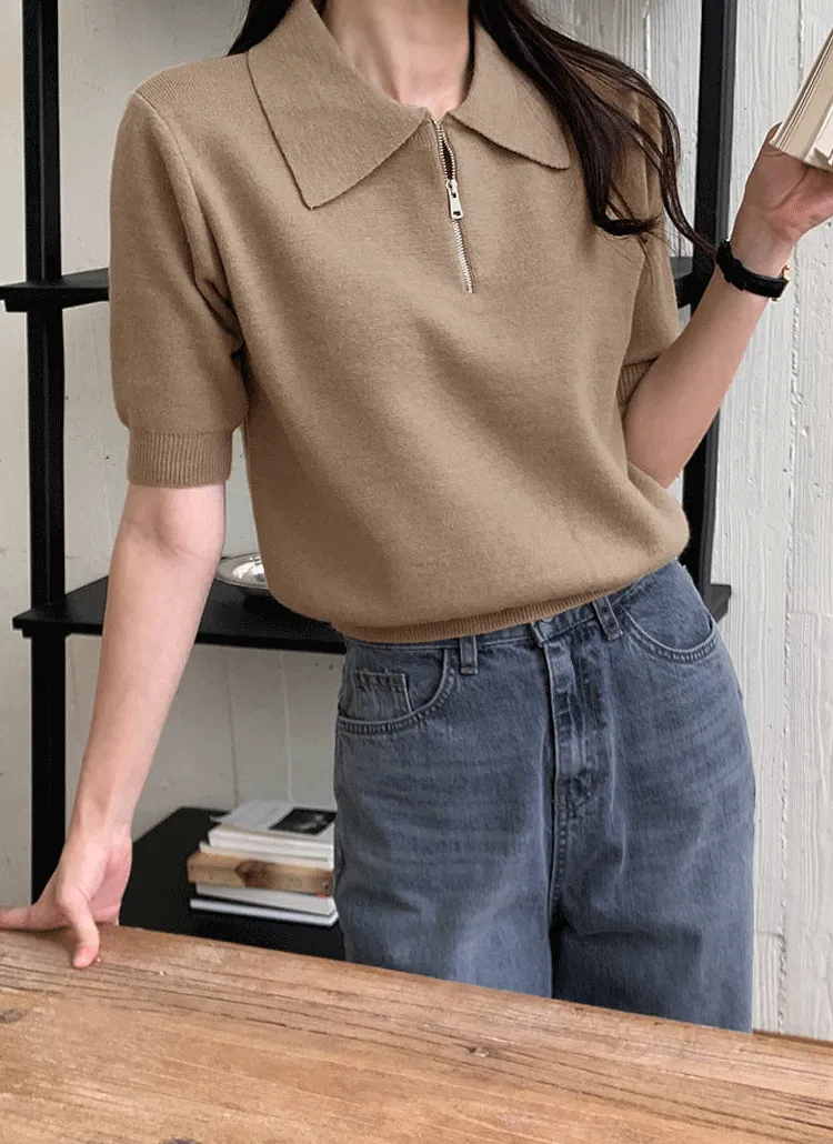 6414【美品】ブリーフィング ハーフジップ ニットカットソー