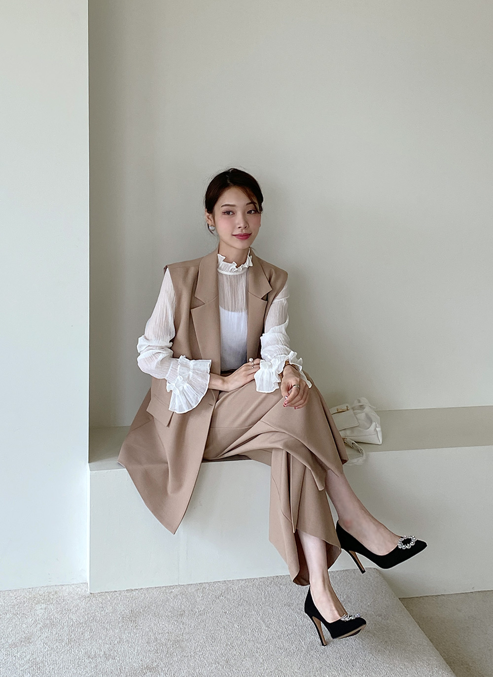 ダブルブレストベスト&ボタンスラックスSET | レディースファッション