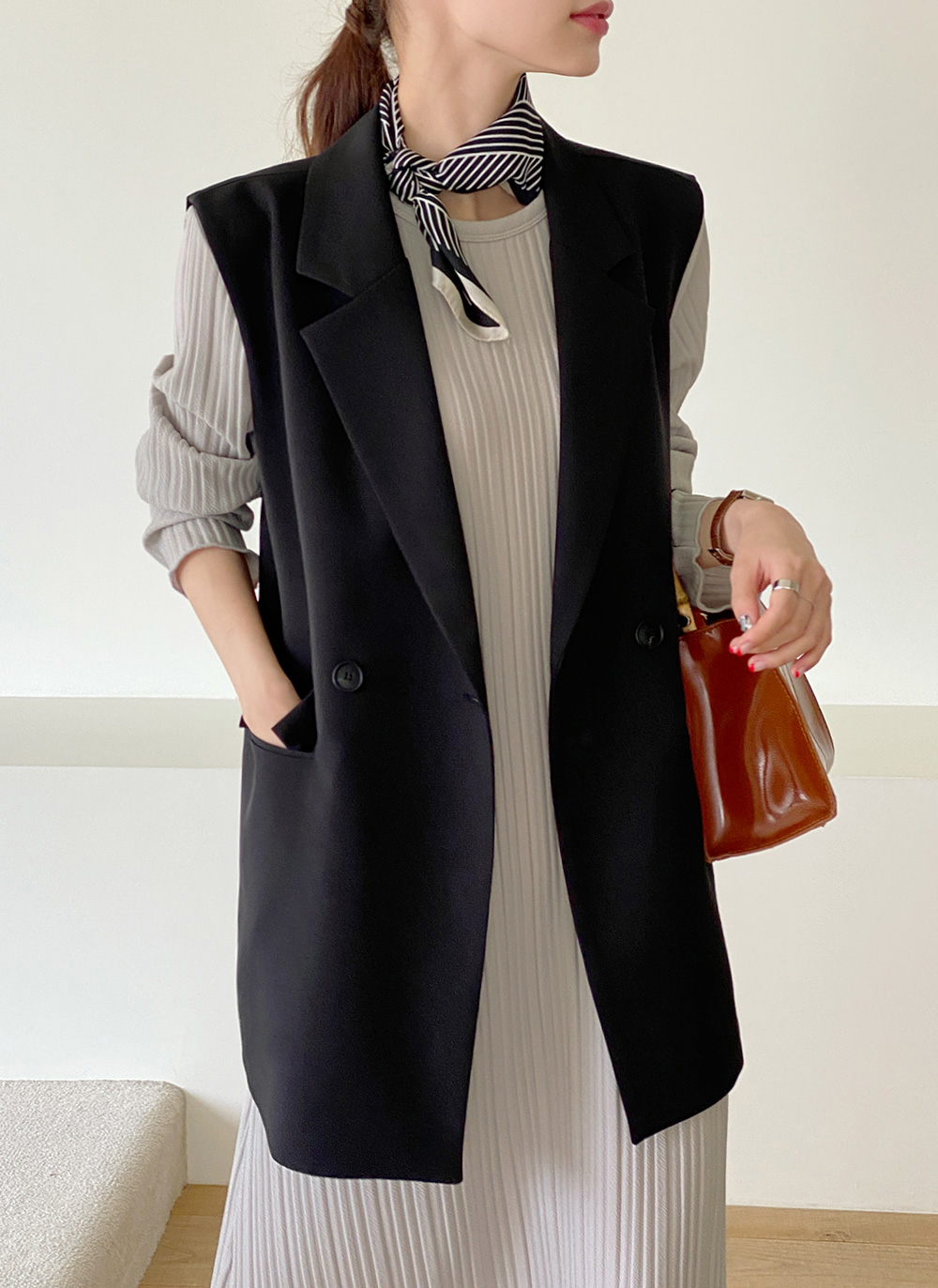 ダブルブレストベスト&ボタンスラックスSET | レディースファッション