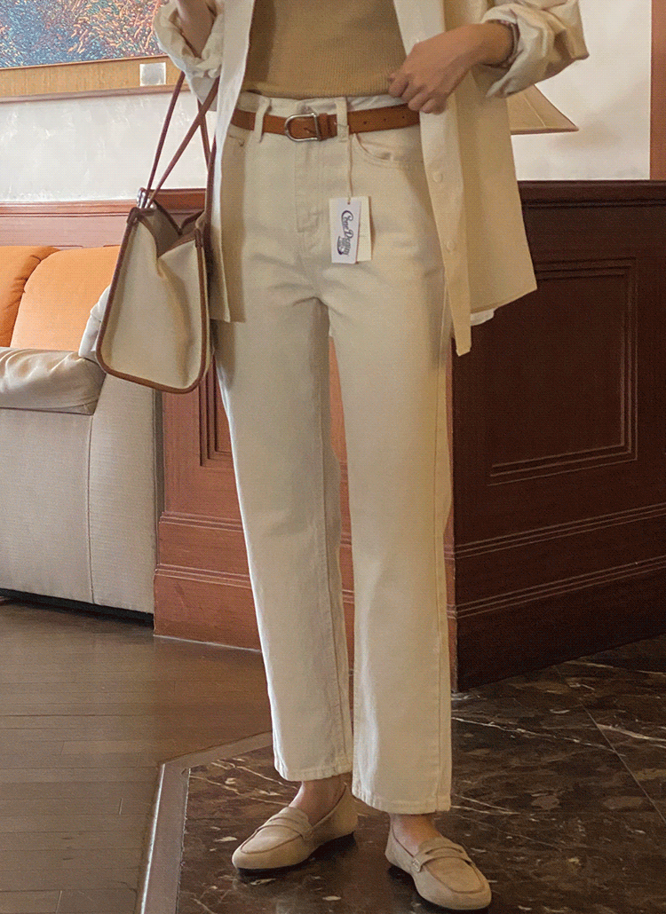 クリームカラーデニムパンツ | レディースファッション通販 - DHOLIC