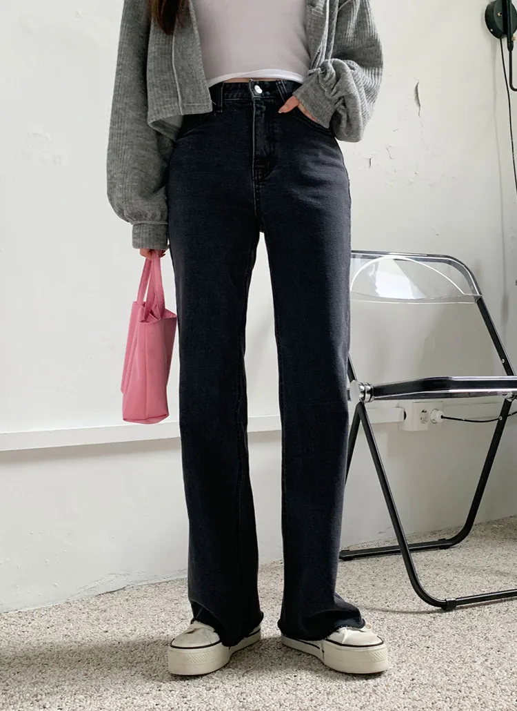 ブラックストレートデニムパンツ | レディースファッション通販 - DHOLIC 