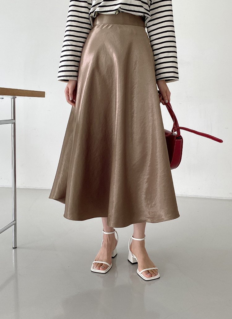 サテンフレアスカート | レディースファッション通販 - DHOLIC