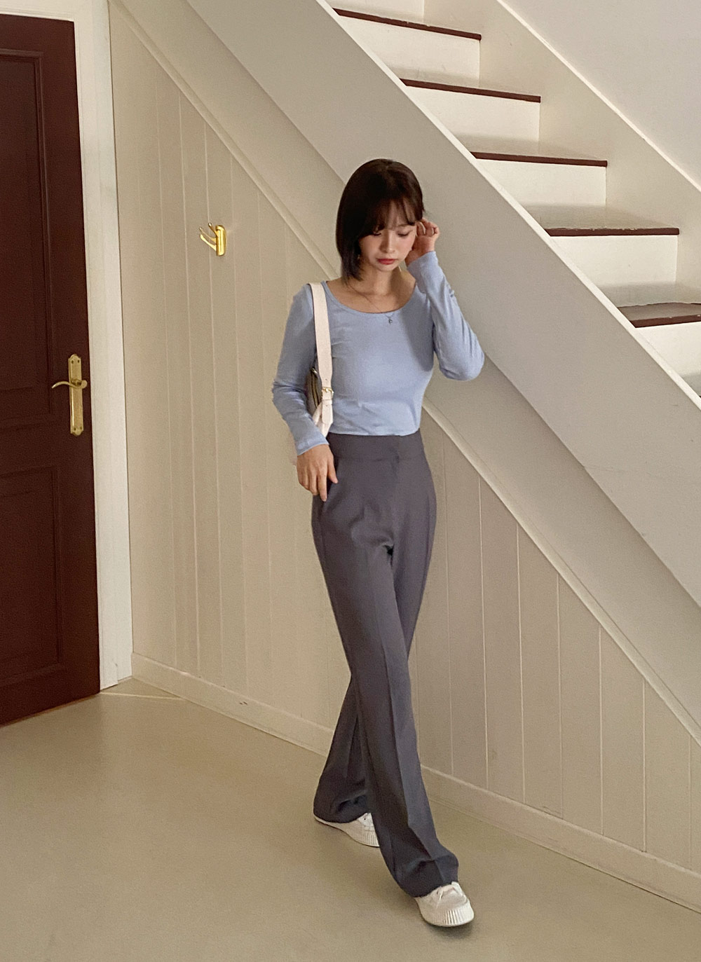 ラウンドネック長袖Tシャツ | レディースファッション通販 - DHOLIC