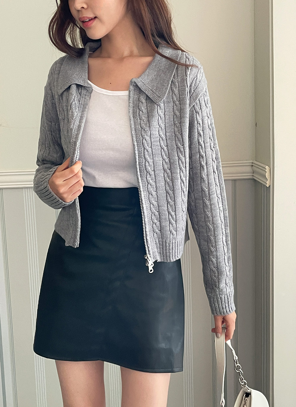 ダブルジップカラーケーブルカーディガン | DHOLIC | 詳細画像2