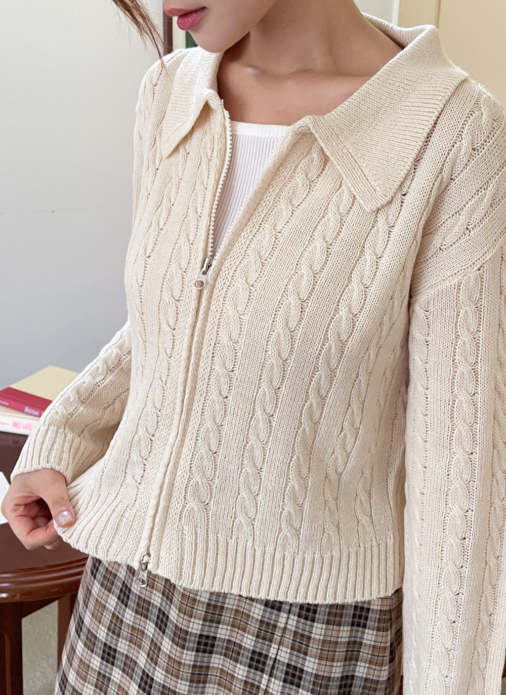 ダブルジップカラーケーブルカーディガン | DHOLIC | 詳細画像8