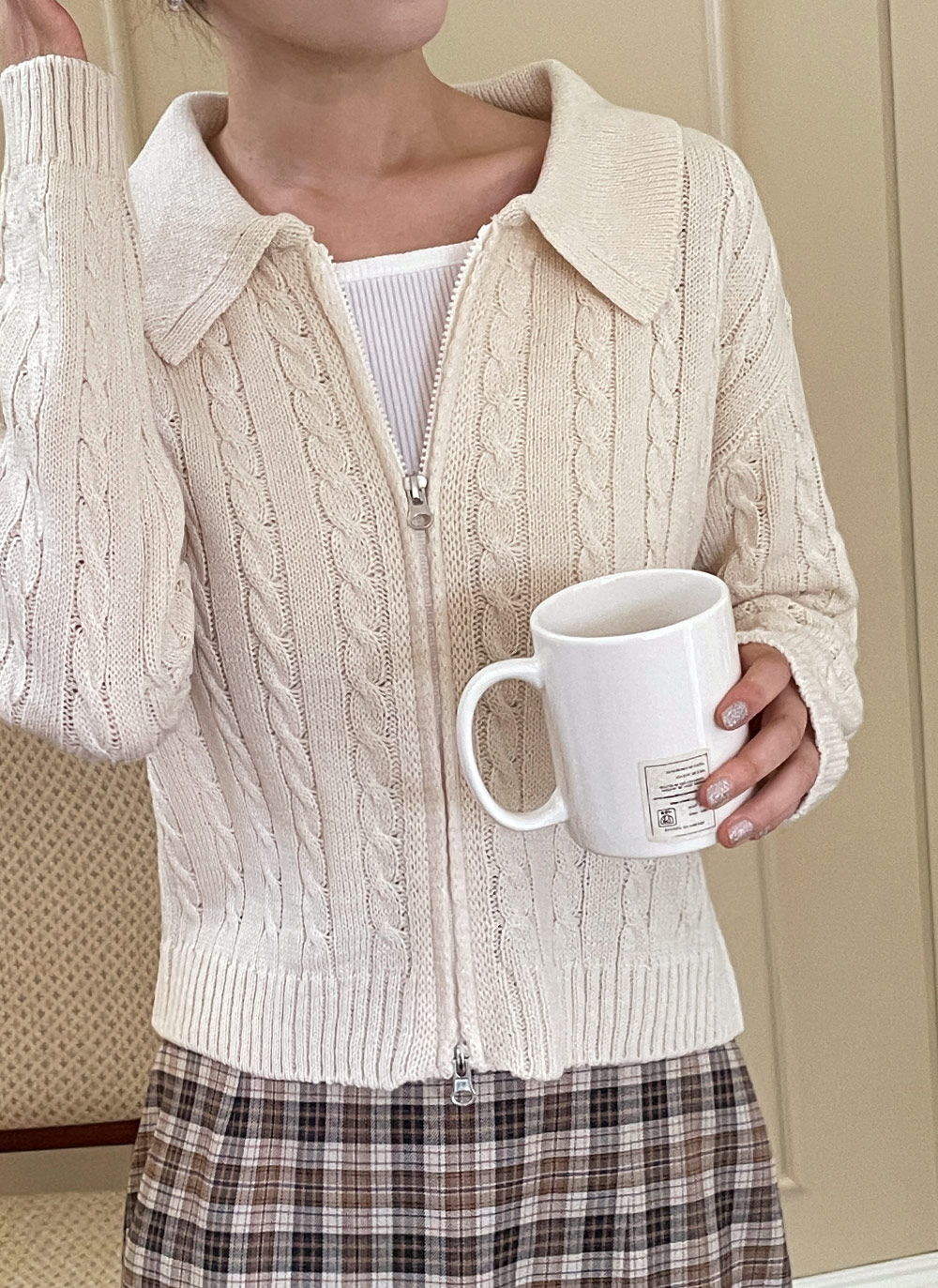 ダブルジップカラーケーブルカーディガン | DHOLIC | 詳細画像12