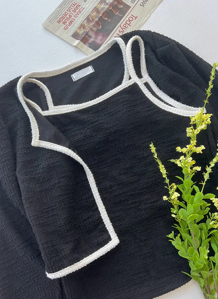 配色ツイードキャミ&カーディガンSET | DHOLIC | 詳細画像1