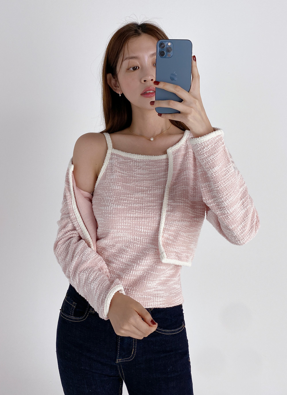 配色ツイードキャミ&カーディガンSET | DHOLIC | 詳細画像4