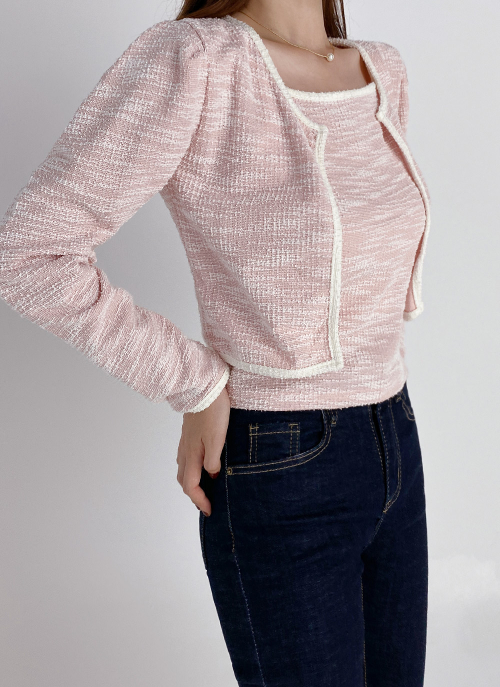 配色ツイードキャミ&カーディガンSET | DHOLIC | 詳細画像5