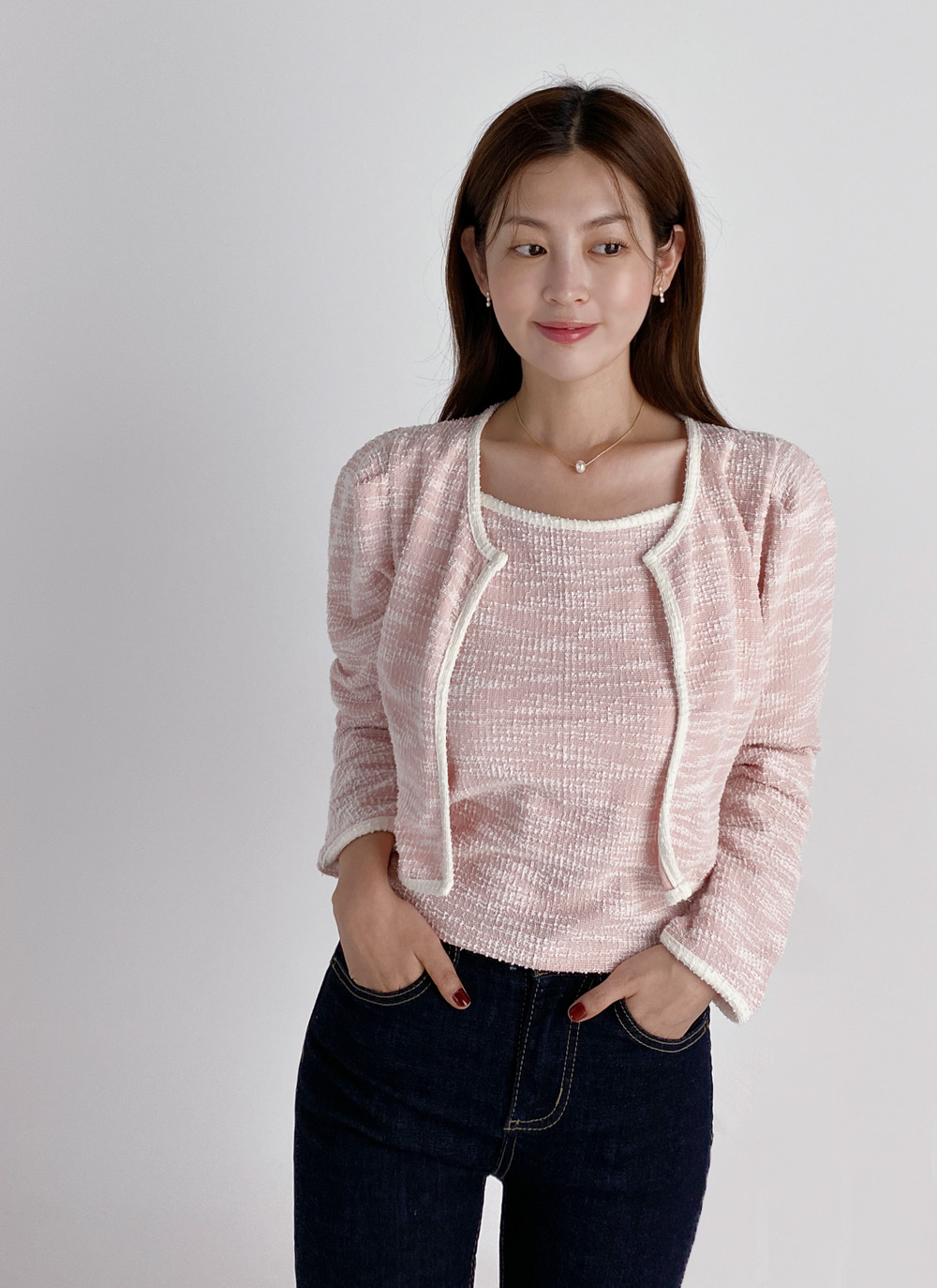 配色ツイードキャミ&カーディガンSET | DHOLIC | 詳細画像7