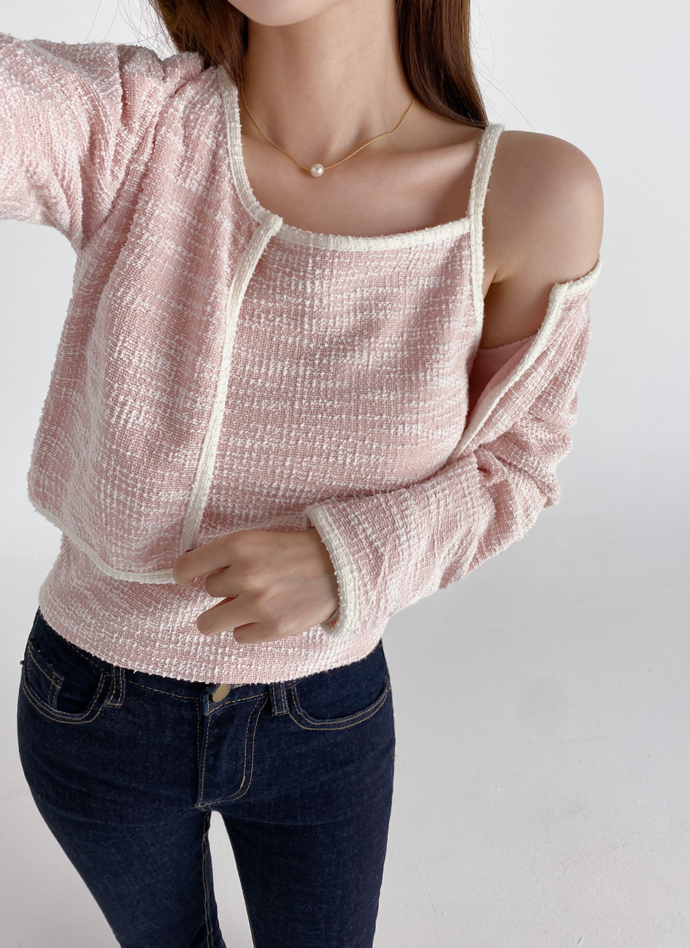 配色ツイードキャミ&カーディガンSET | DHOLIC | 詳細画像8