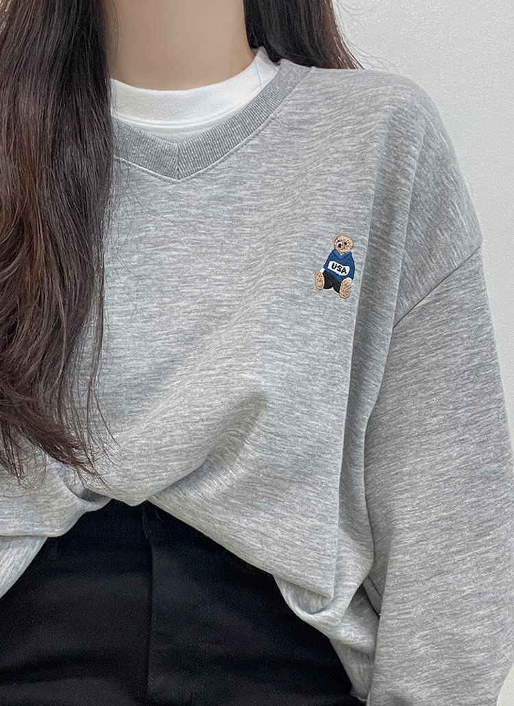 大きいサイズ レディース Vネックロゴプリントスウェット goldy