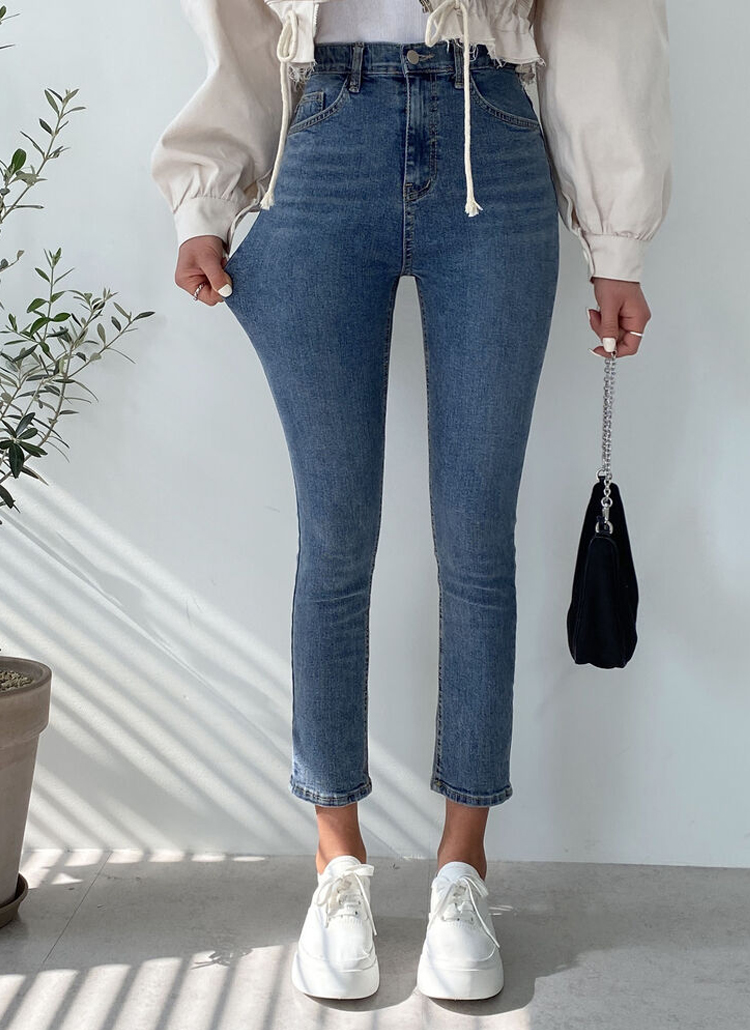 クロップド丈スキニーデニムパンツ | レディースファッション