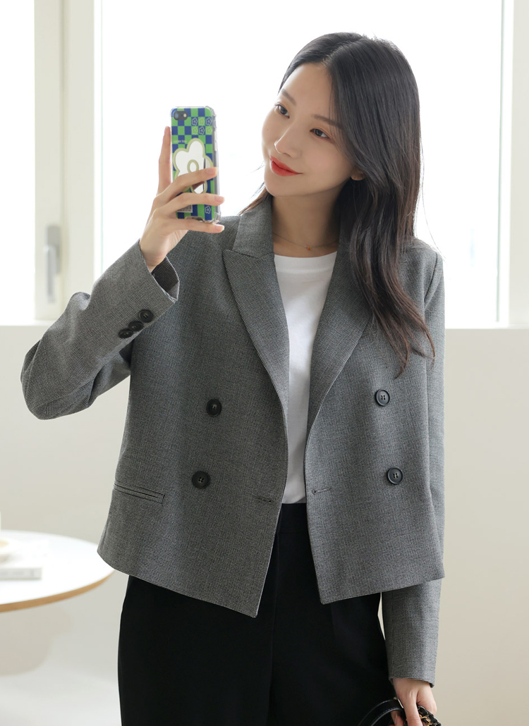 ミニチェックダブルボタンジャケット P アウター ジャケット レディースファッション通販 Dholic ディーホリック