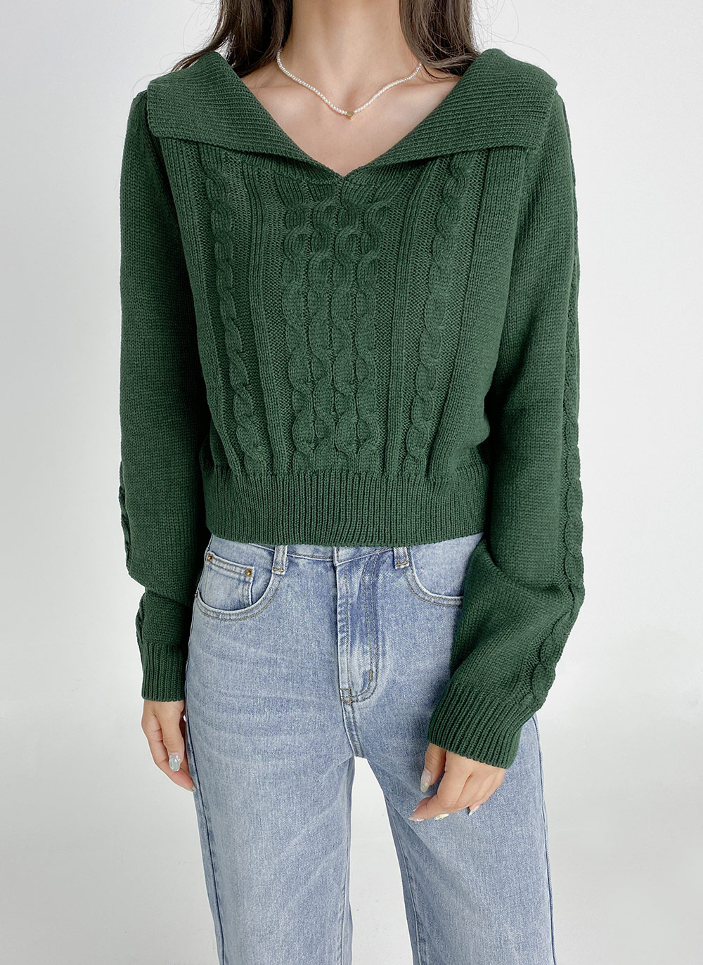 ケーブルショルダーカラーニット | DHOLIC | 詳細画像4