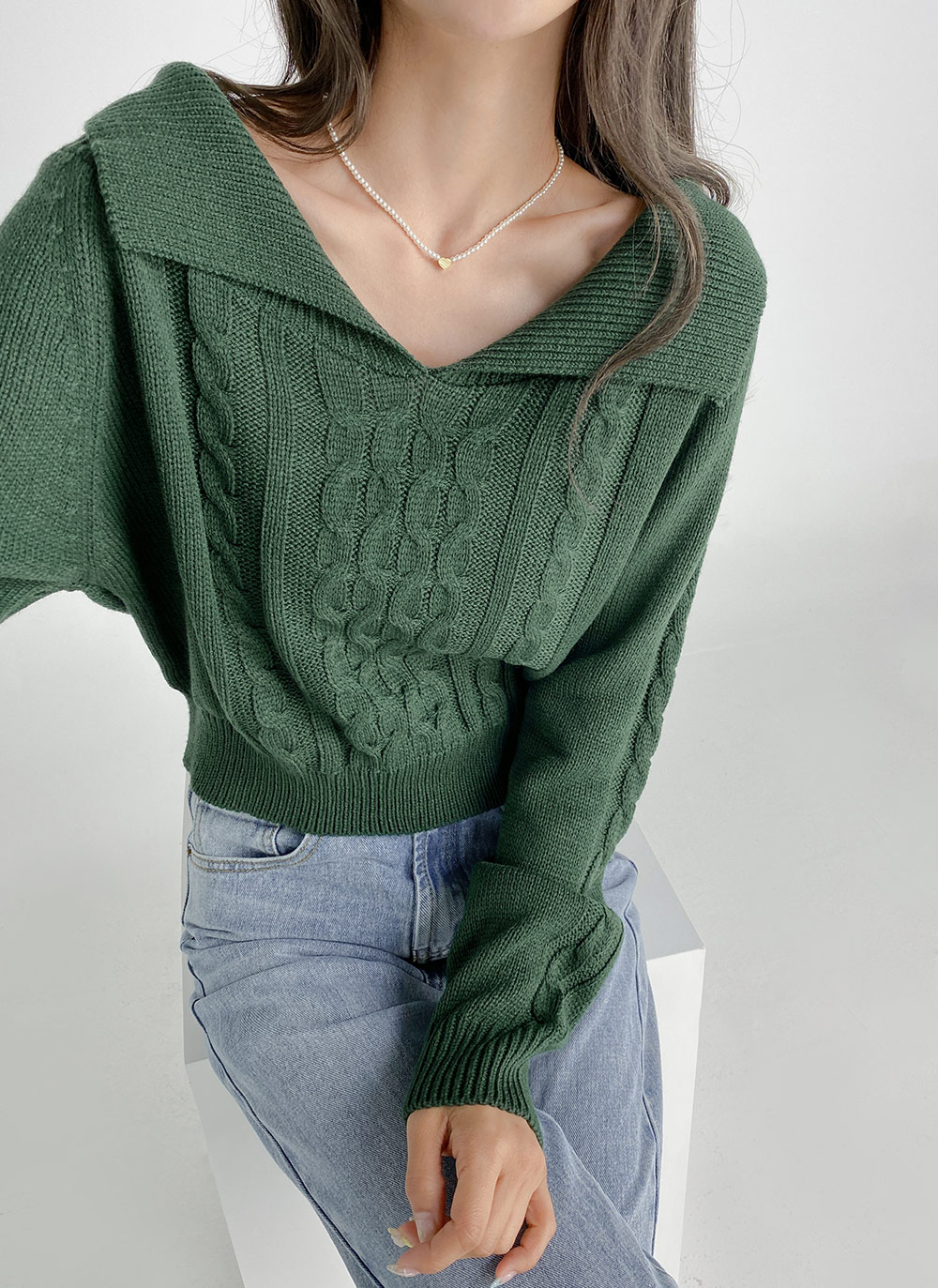 ケーブルショルダーカラーニット | DHOLIC | 詳細画像9