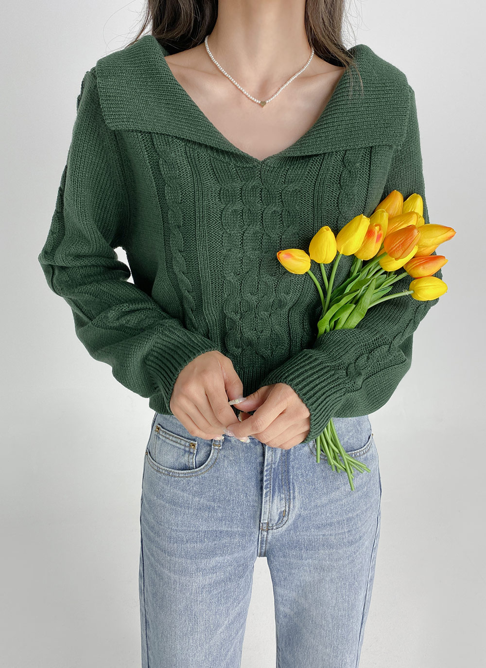 ケーブルショルダーカラーニット | DHOLIC | 詳細画像11