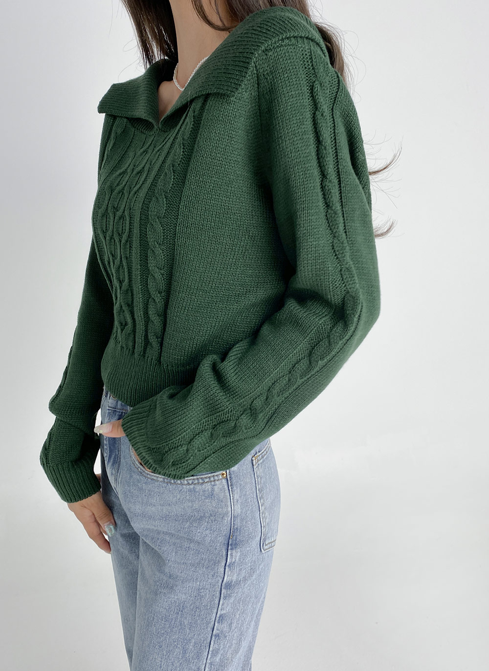 ケーブルショルダーカラーニット | DHOLIC | 詳細画像12