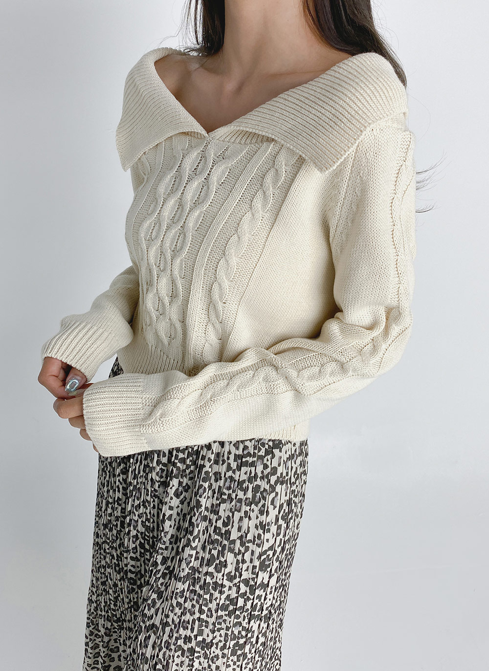 ケーブルショルダーカラーニット | DHOLIC | 詳細画像16