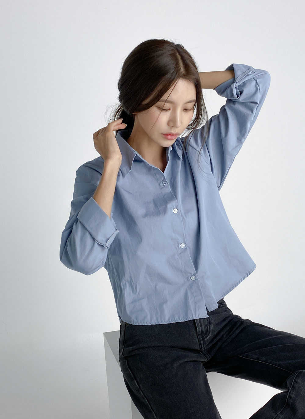 ラウンドヘムクロップドシャツ | DHOLIC | 詳細画像12