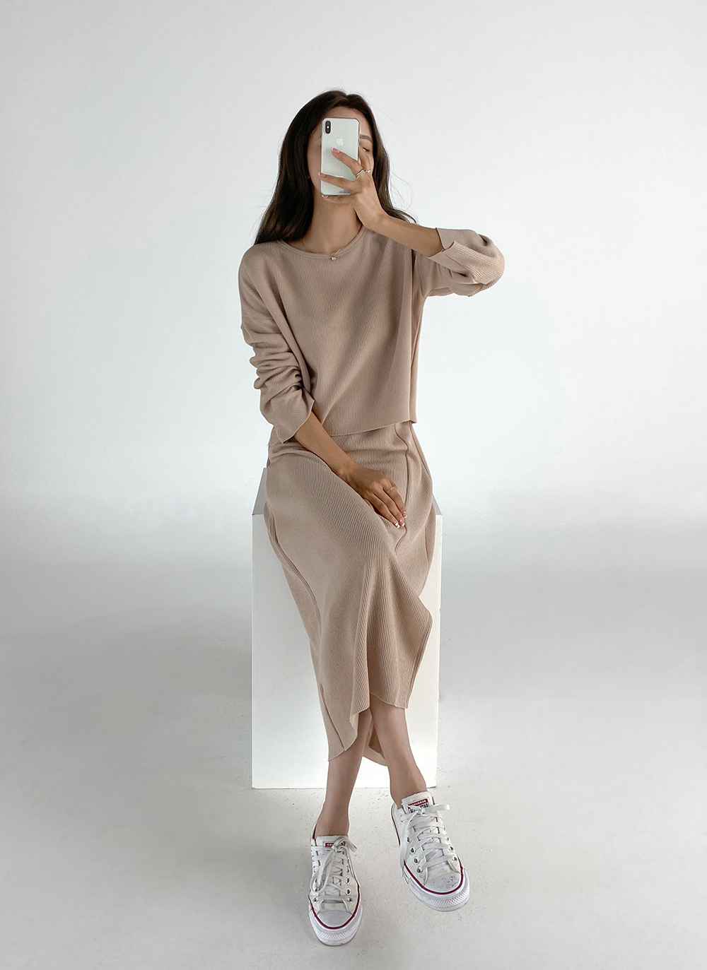 リブTシャツ&スリットスカートSET | レディースファッション通販 - DHOLIC 