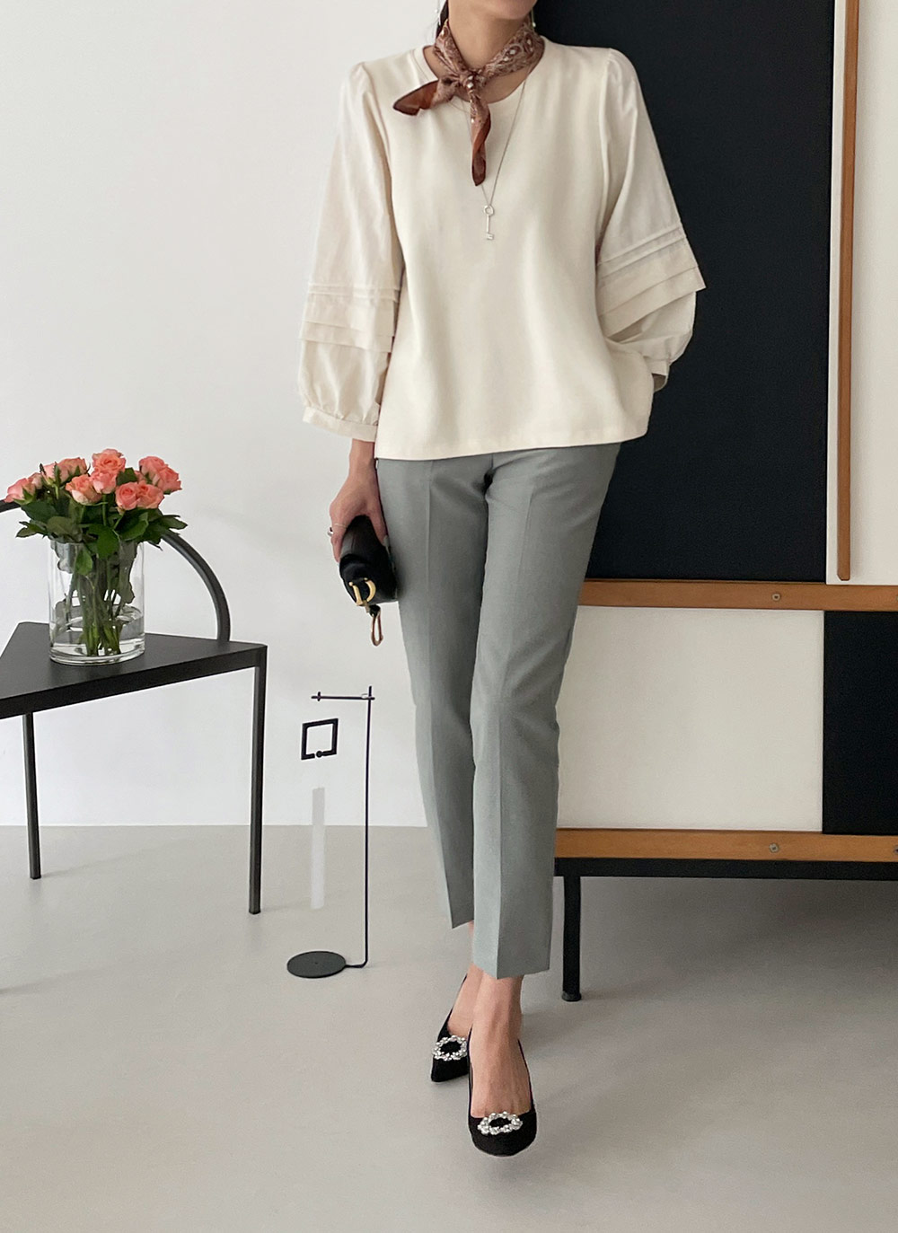 コントラストタックスリーブTシャツ | DHOLIC | 詳細画像3