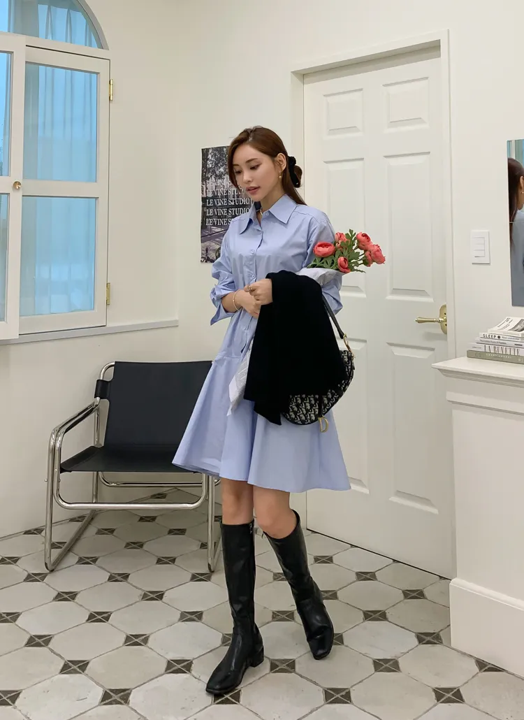 フレアヘムシャツワンピース | レディースファッション通販 - DHOLIC 