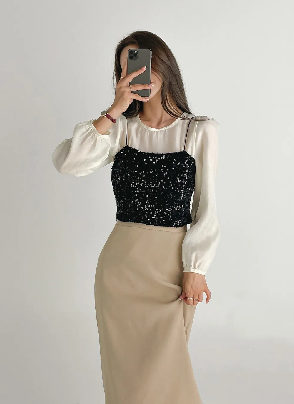 シアーブラウス&スパンコールビスチェSET | レディースファッション  