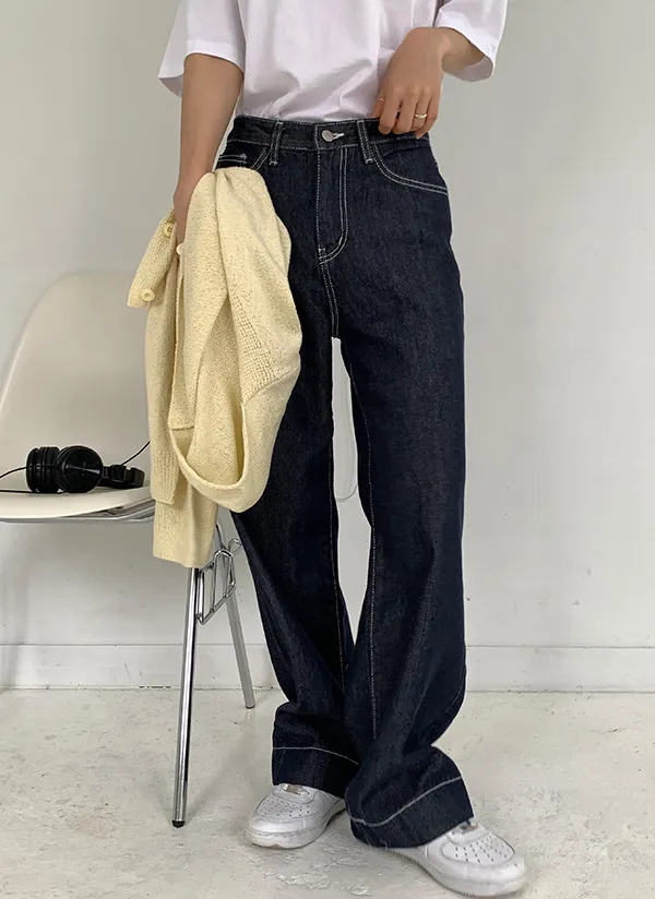 ステッチワイドデニムパンツ | レディースファッション通販 - DHOLIC