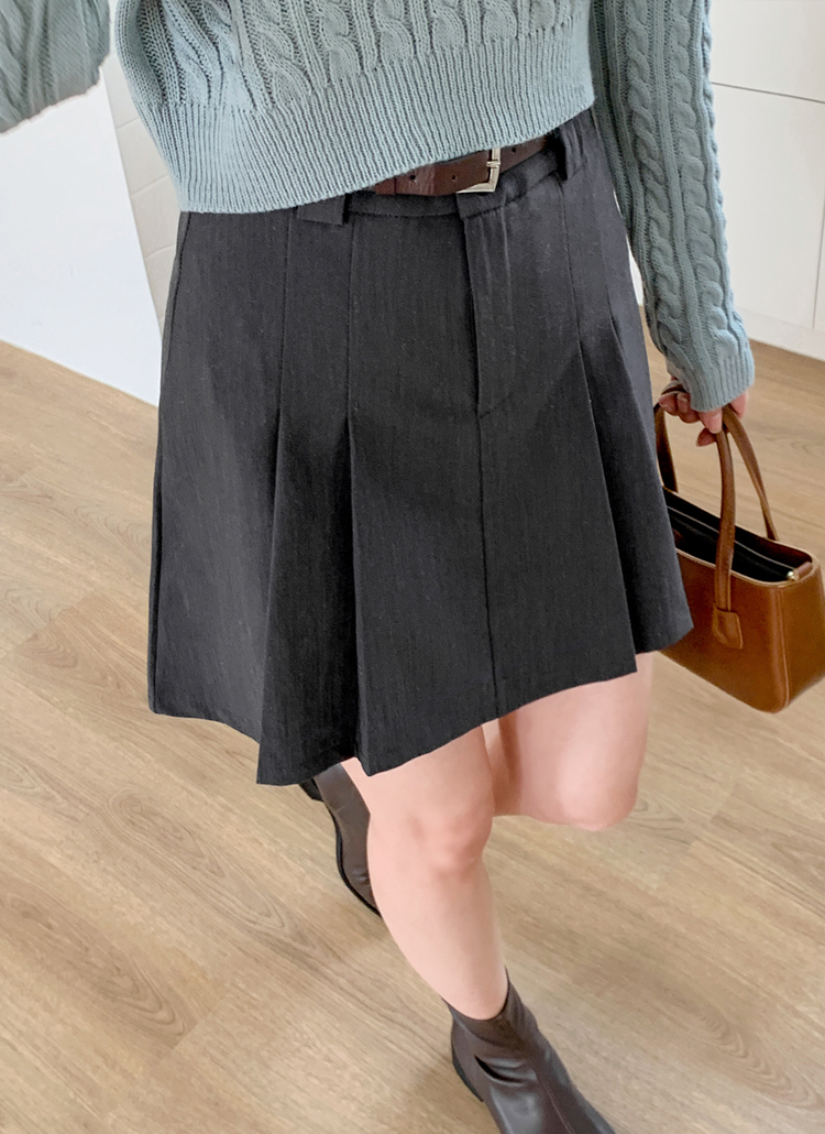 ベルト付パンツ裏地プリーツスカート | レディースファッション