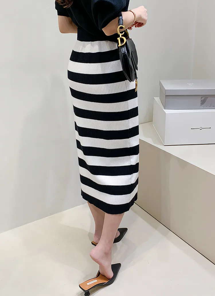 ボーダーニットスカート | レディースファッション通販 - DHOLIC 