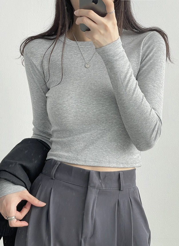   グレー クロップド長袖Tシャツ M クロップド丈長袖Tシャツ | レディースファッション通販 - DHOLIC